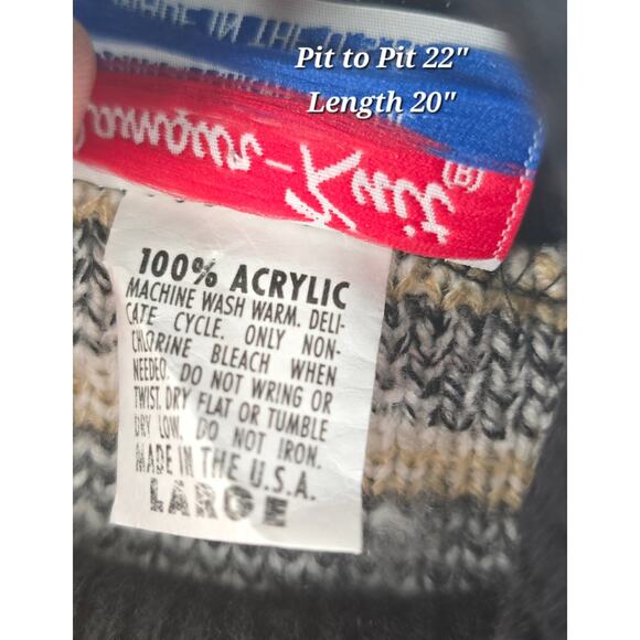 Vintage 80s Glamour-Knit Fair Isle Turtleneck Sweater - Picture 3 of 4